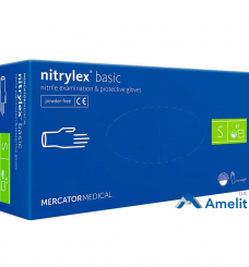 Рукавички нітрилові Nitrylex PF Protect Basic "S" сині (Mercator Medical), 50 пар/пак.